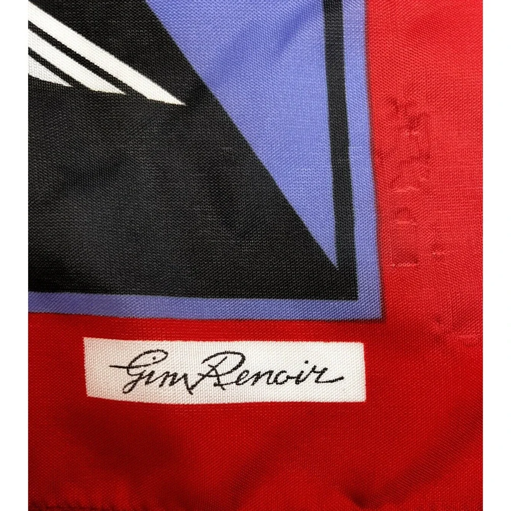 Gim Renoir 31 Square Scarf Red Blue Green Color Block Preppy Fashion Accessory